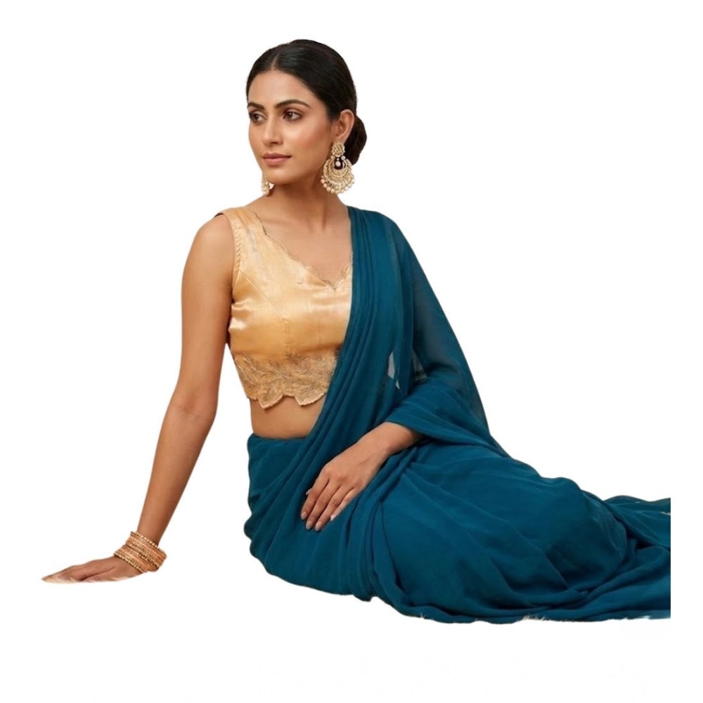 Women's Silk Embroidered Sweetheart Neck Sleeveless Readymade Padded Blouse — Gold
