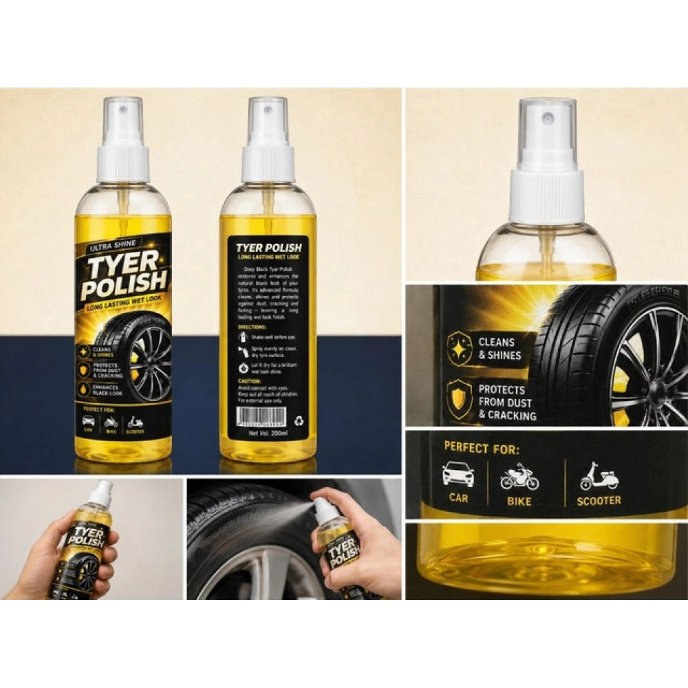 Deep Black Tyer Polish Liquid Spray Bottle 100 mls · Pack of 2