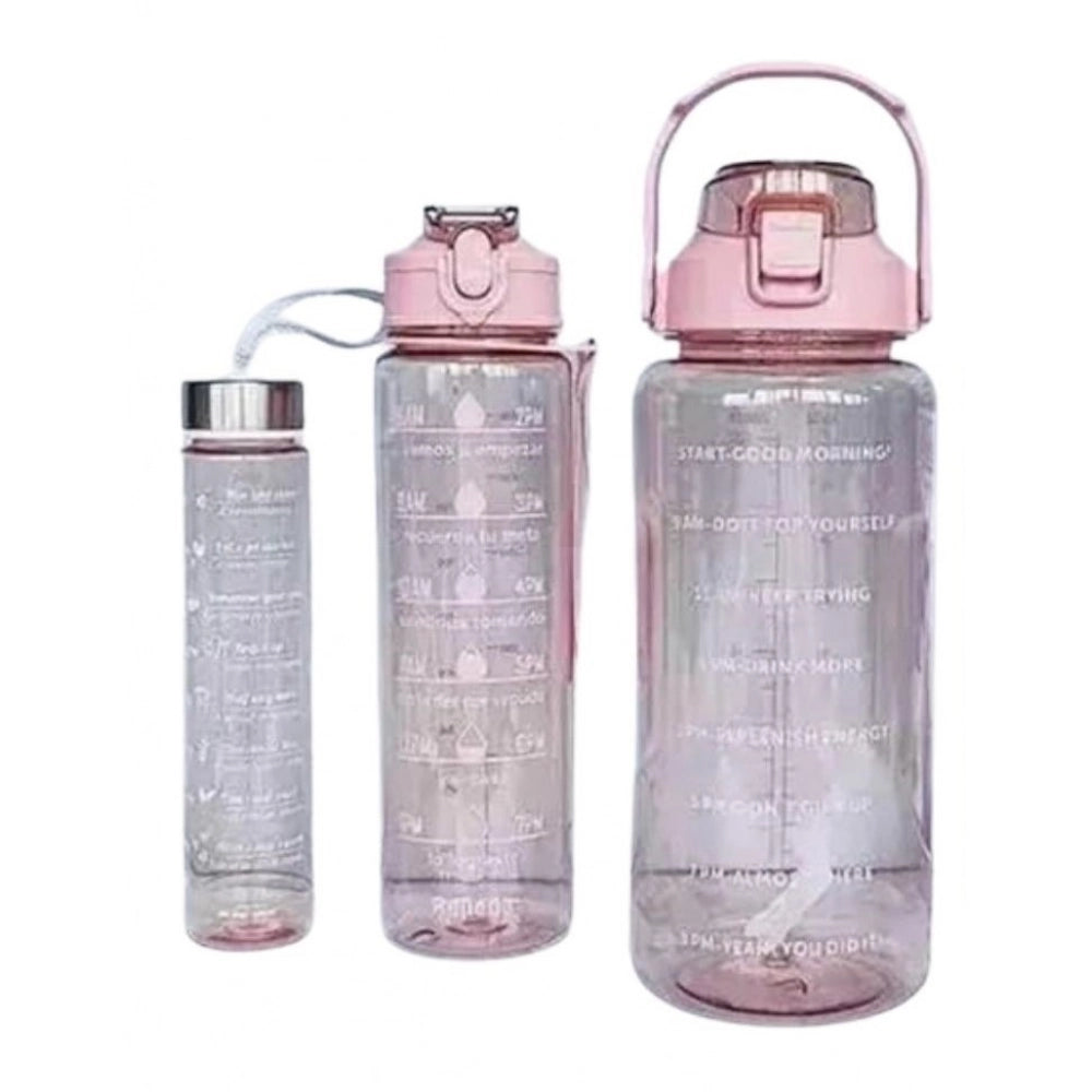 3 Pcs Transparent Motivational Water Bottles — Pink