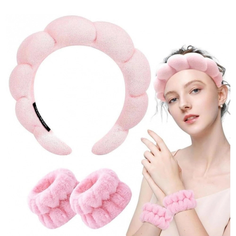 Spa Headband And Wristband Sets · Pack of 2 — Pink