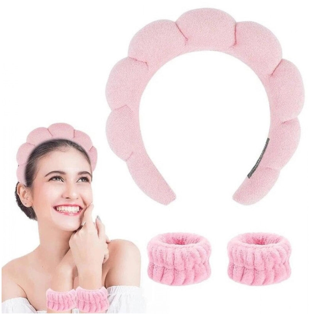 Spa Headband And Wristband Sets · Pack of 2 — Pink