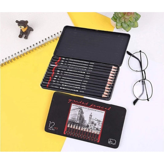 12 Pcs Art Pencil Kit Sets · Pack of 2 — Black