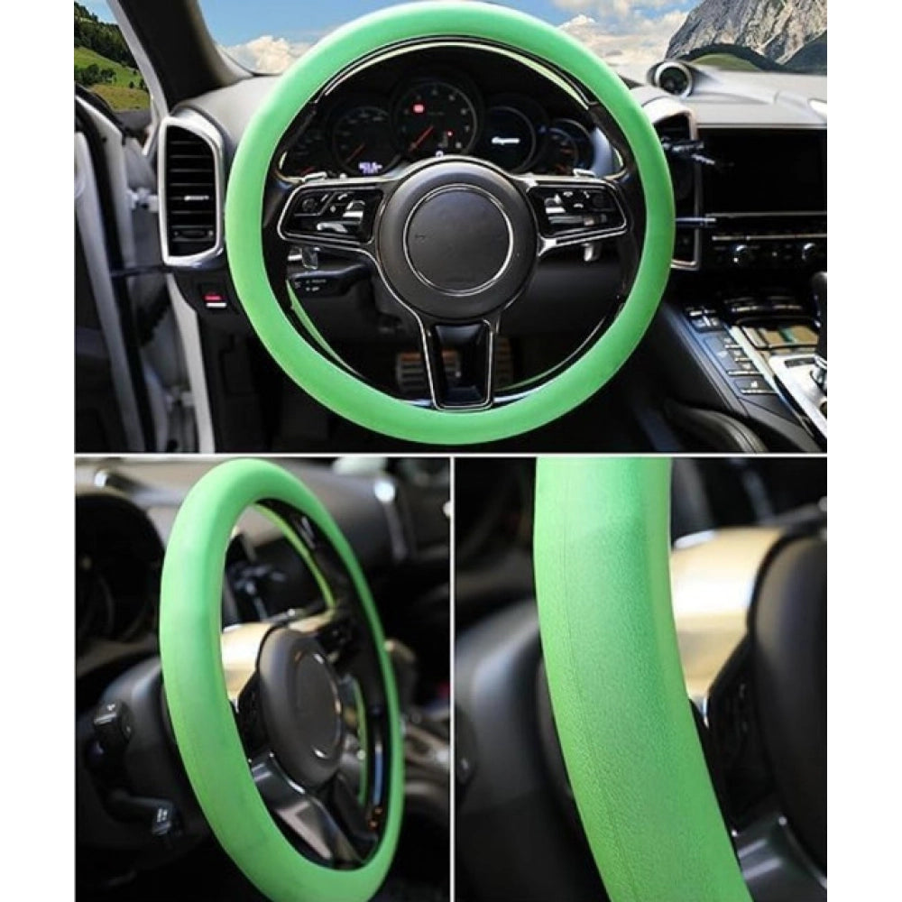 Universal Soft Silicone Steering Wheel Covers · Pack of 2 — Green