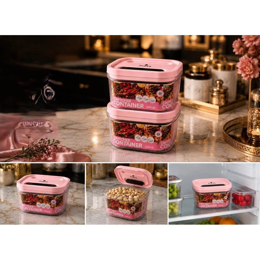 Switchers Airtight Storage Container Set 500 mls · Pack of 2 — Pink