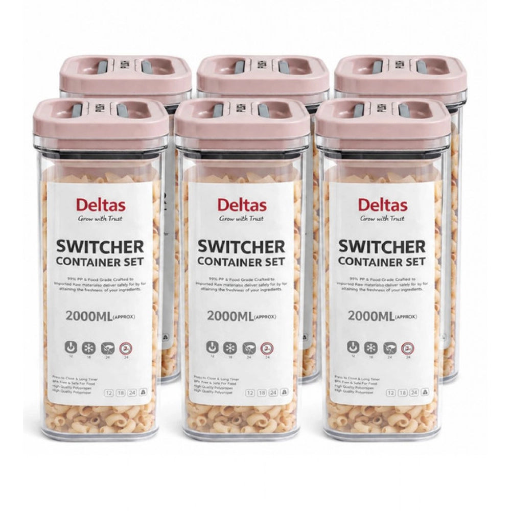 Switchers Airtight Storage Container Set 2000 mls · Pack of 6 — Pink