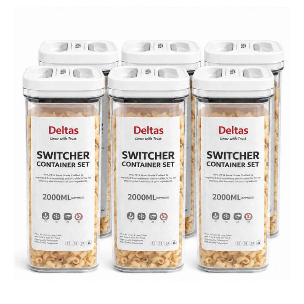 Switchers Airtight Storage Container Set 2000 mls · Pack of 6 — White
