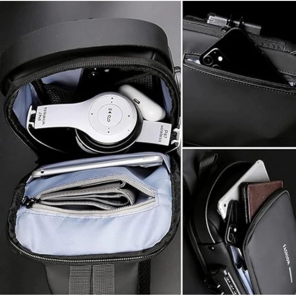 Waterproof Sling Cross Backpack Bag — Black