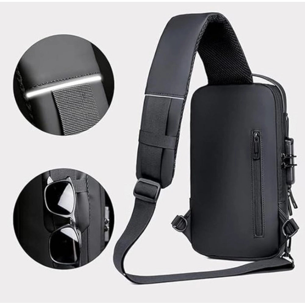 Waterproof Sling Cross Backpack Bag — Black