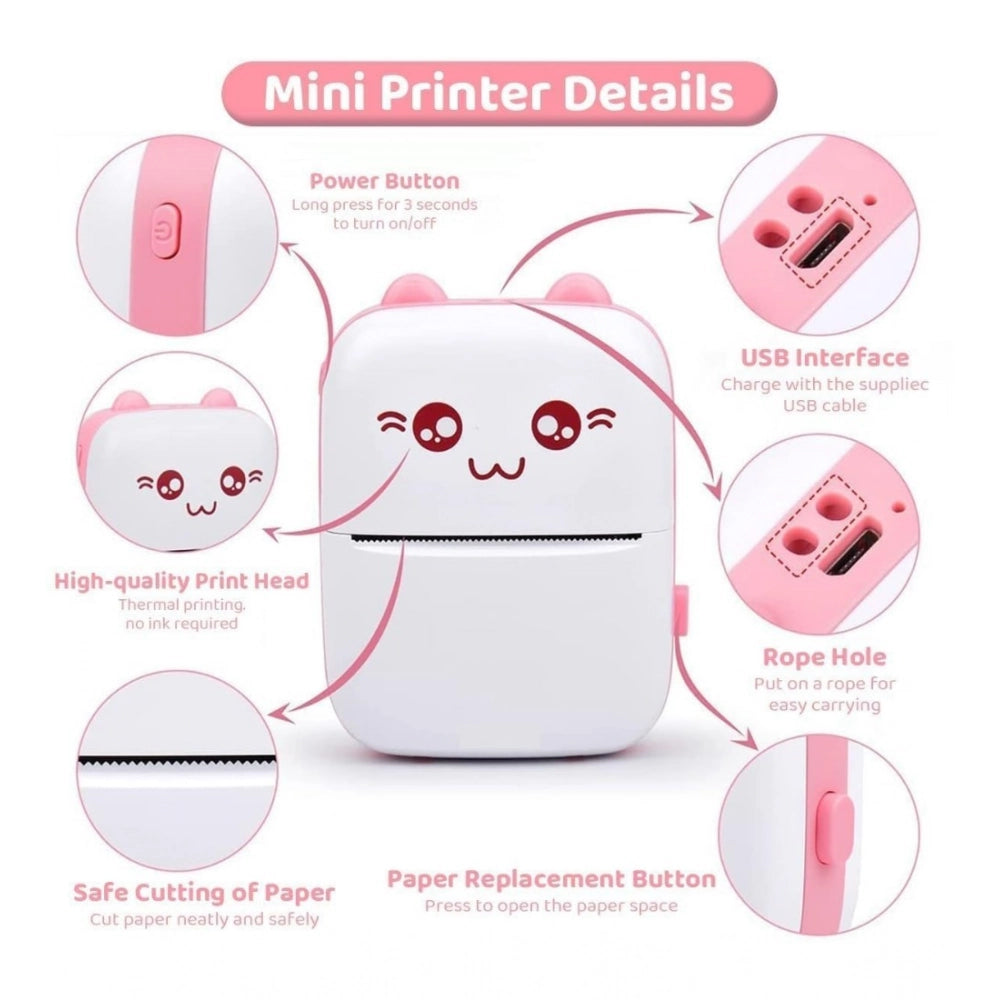 Mini Printer — Pink-White