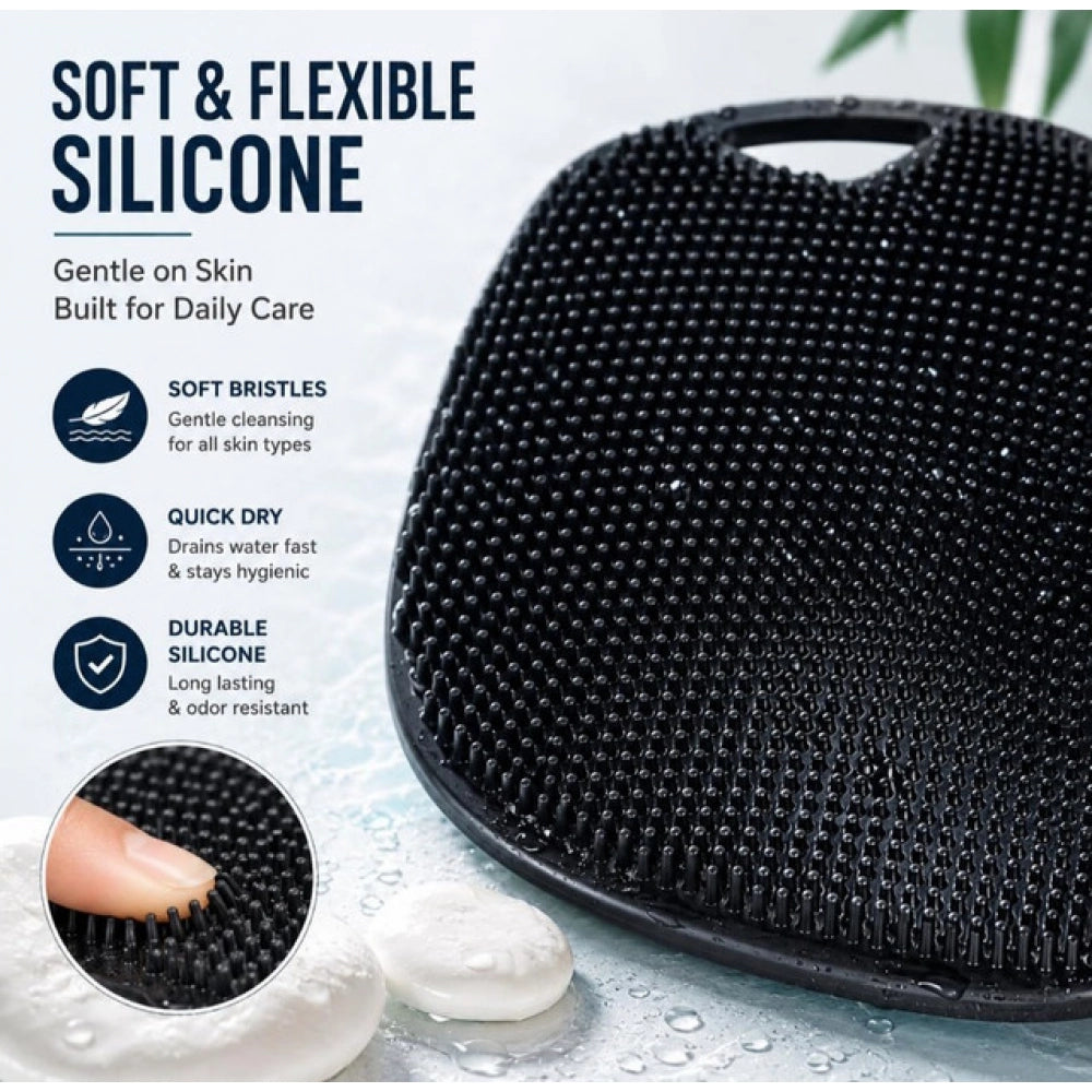 Silicone Body Scrubber Bath Brushs · Pack of 2 — Black