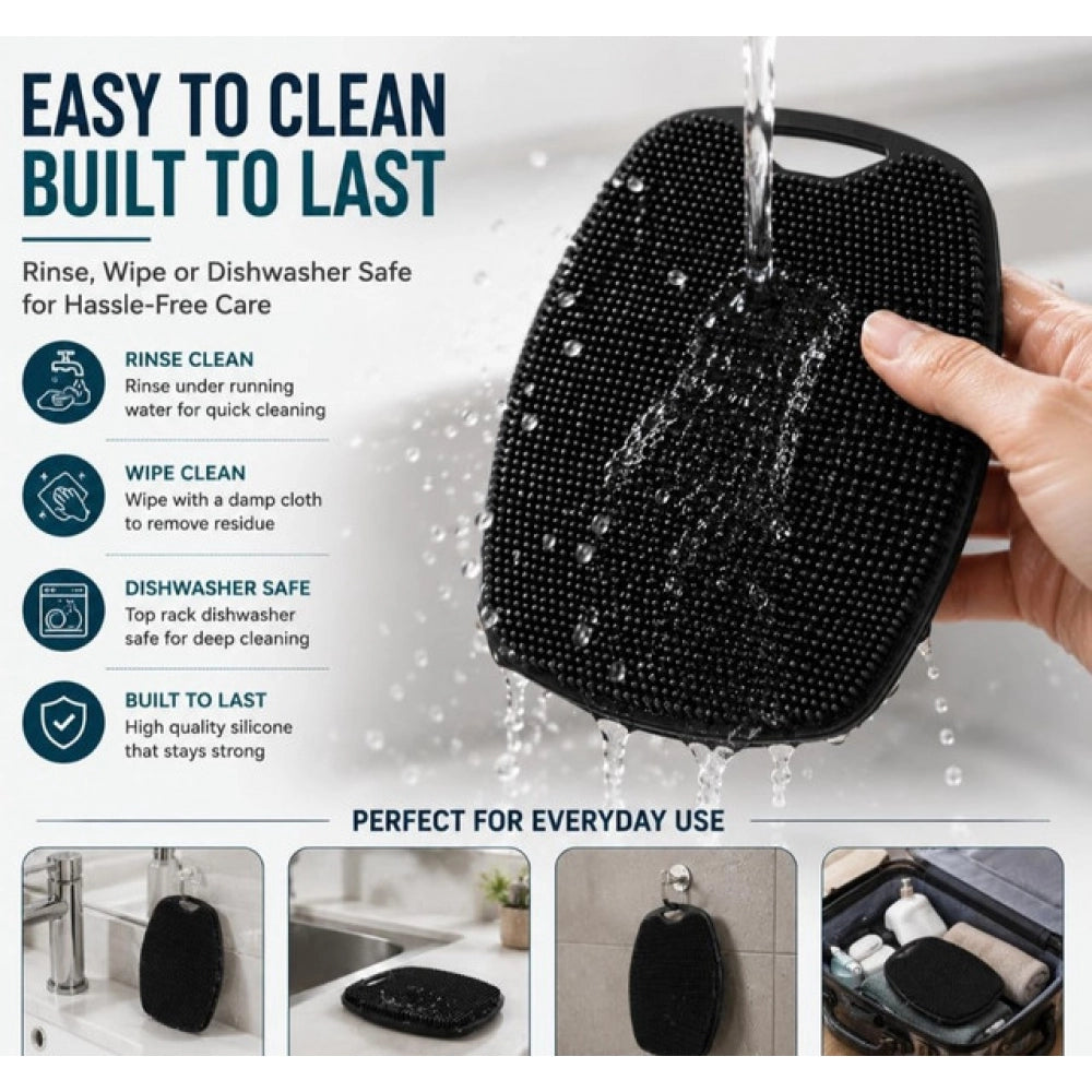 Silicone Body Scrubber Bath Brushs · Pack of 2 — Black