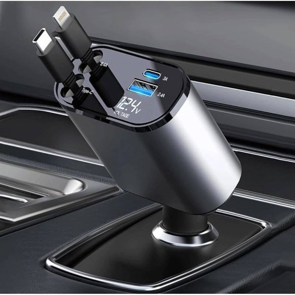 Retractable Car Charger — Grey