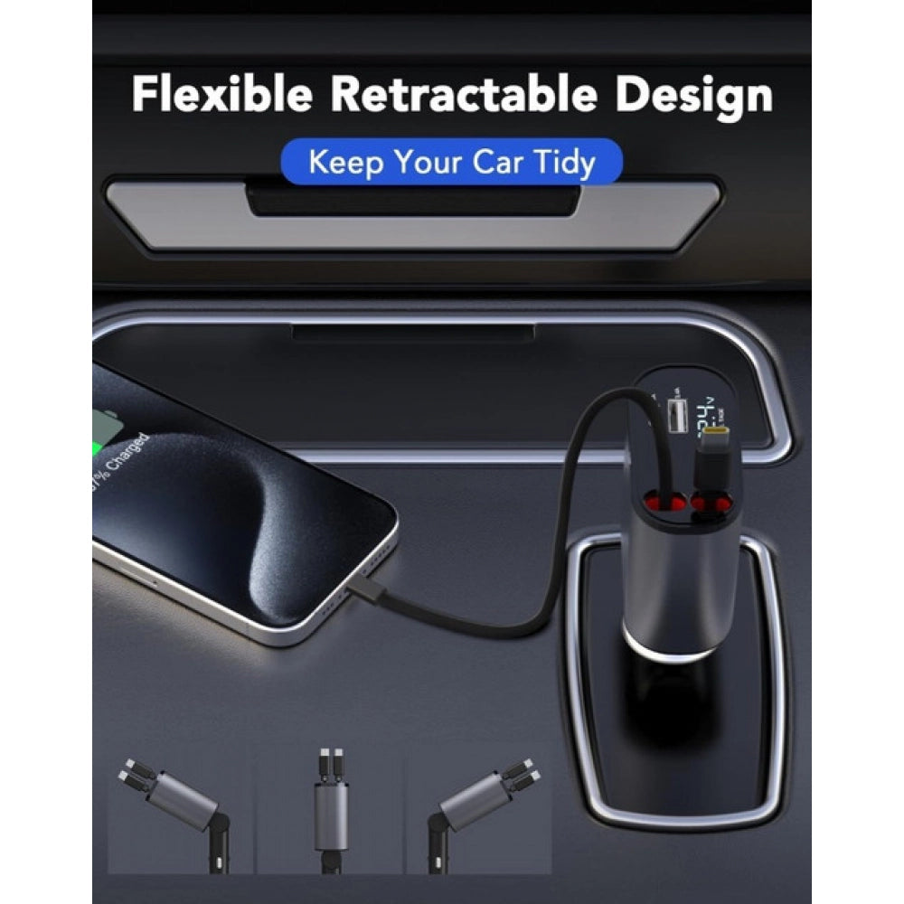 Retractable Car Charger — Grey