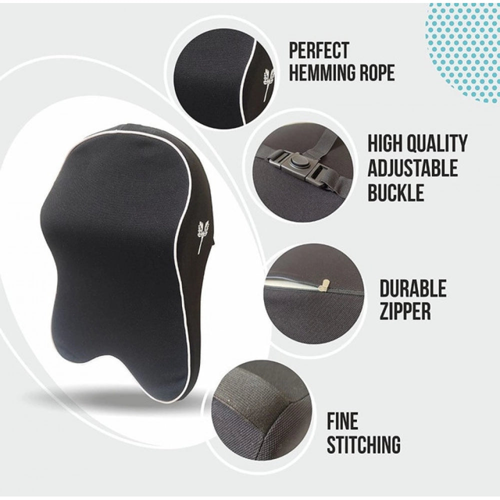 Memory Foam Car Headrest Pillow — Black