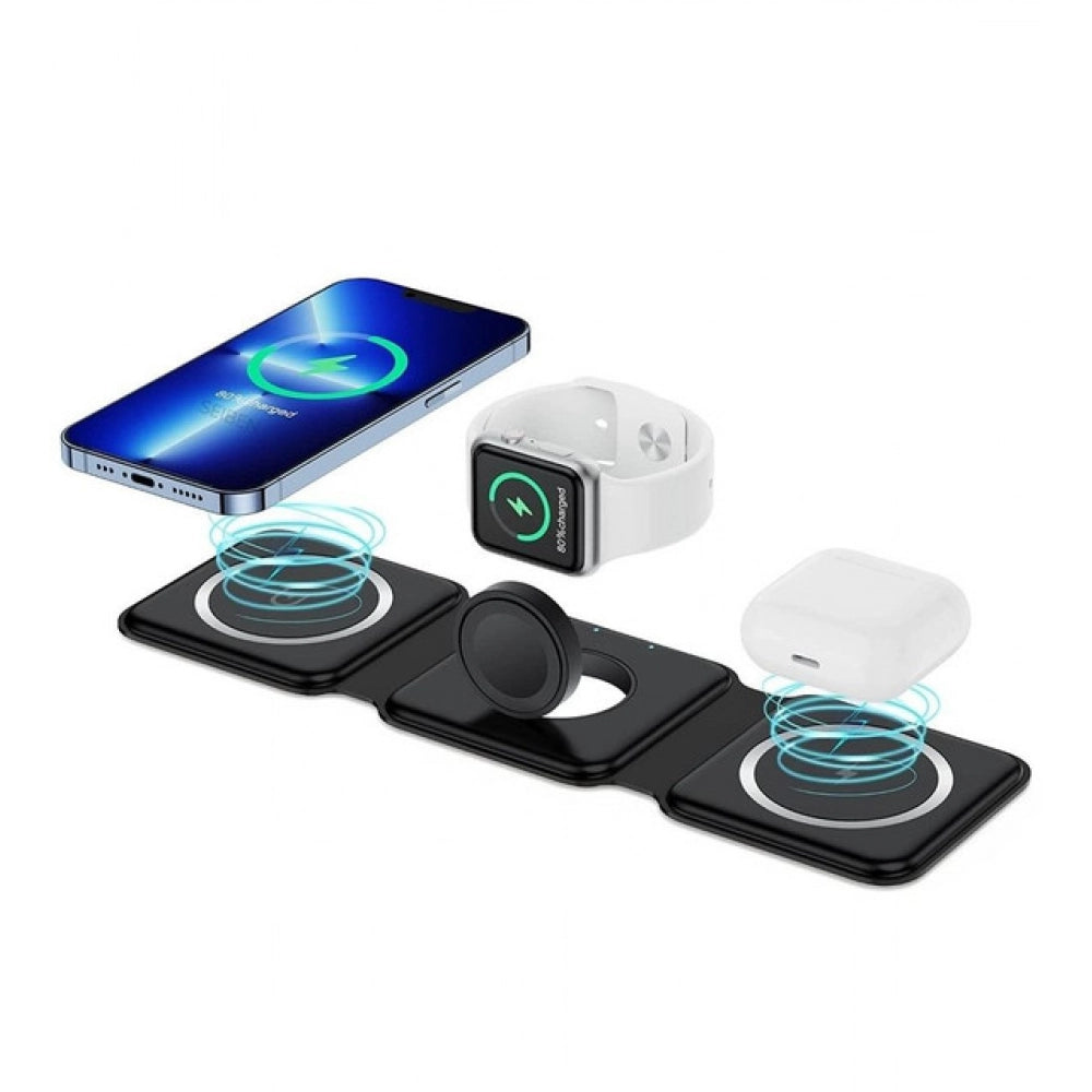 3 In 1 Foldable Wireless Charger — Black
