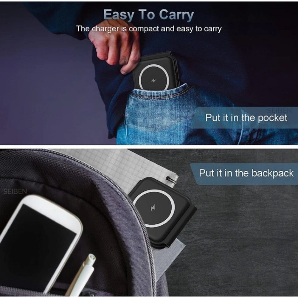 3 In 1 Foldable Wireless Charger — Black