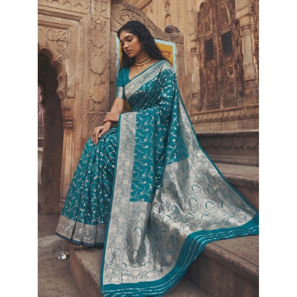 Women's Art Silk Printed Saree — Teal