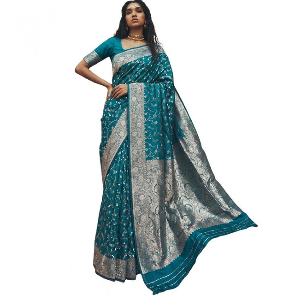 Women's Art Silk Printed Saree — Teal