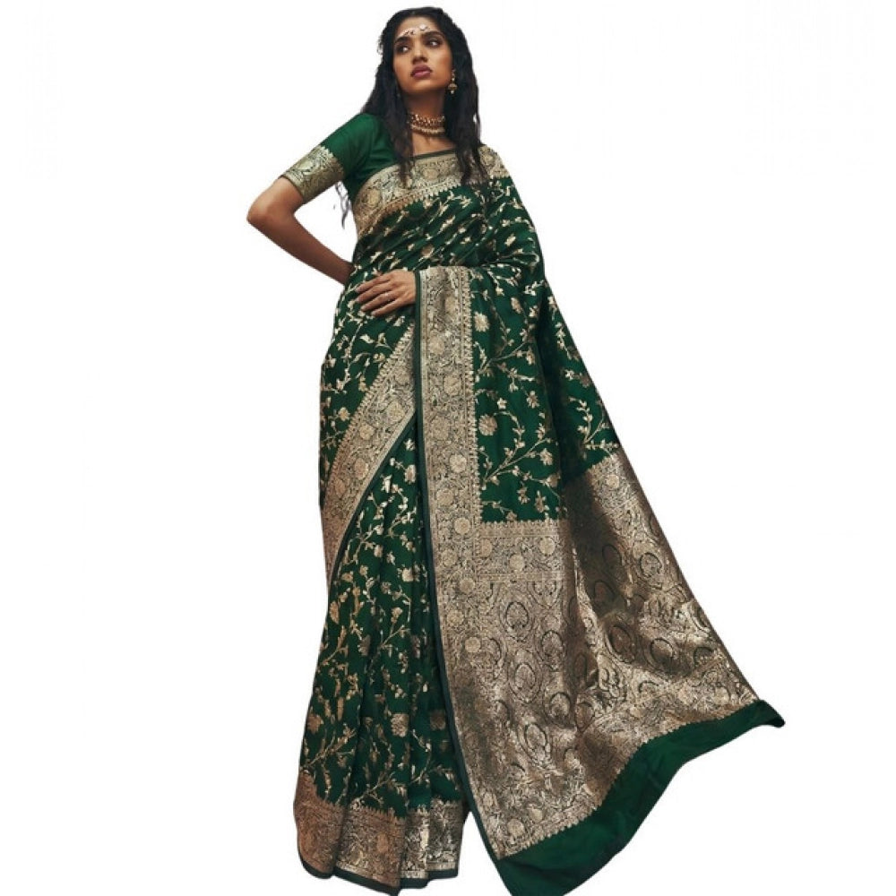 Women's Art Silk Printed Saree — Green