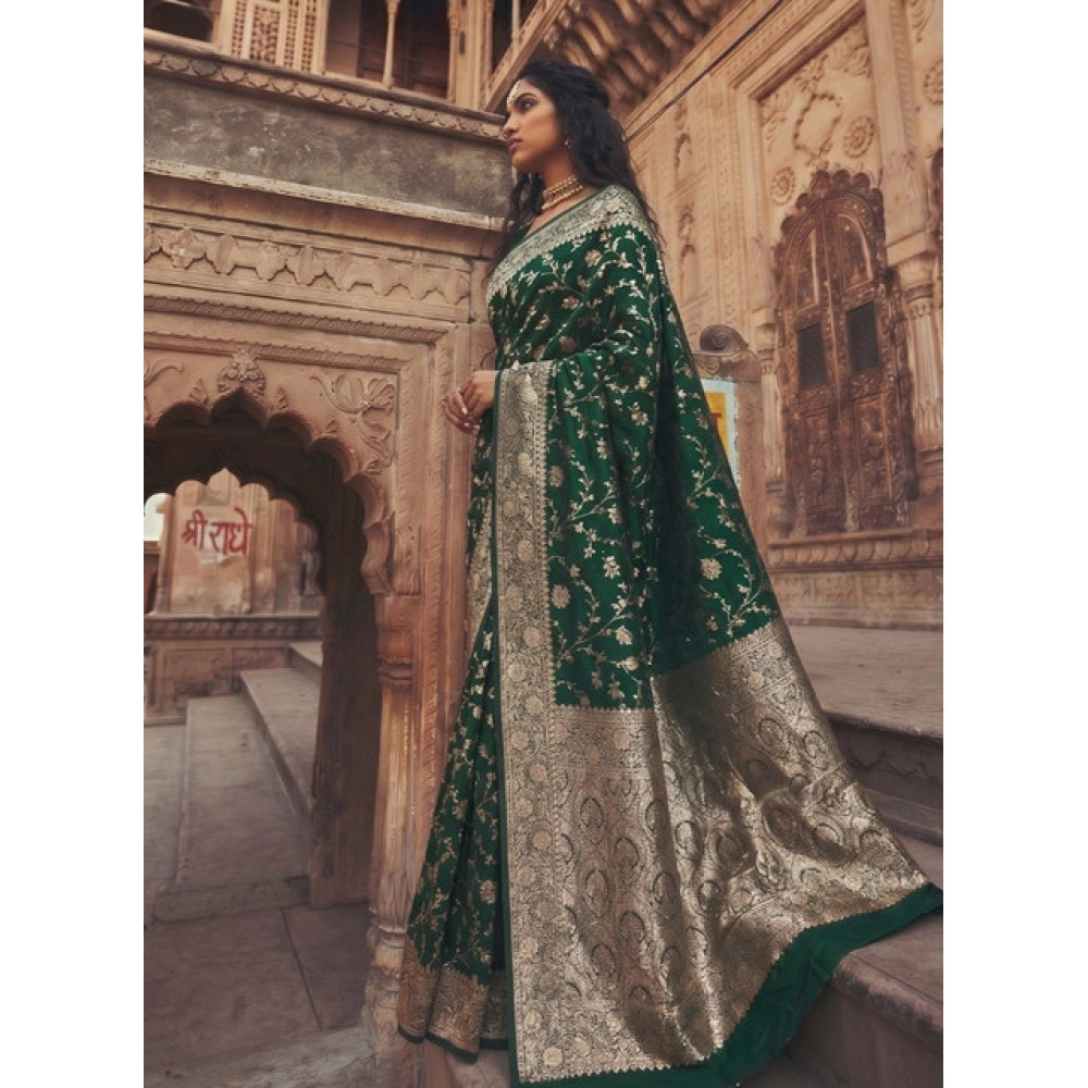 Women's Art Silk Printed Saree — Green