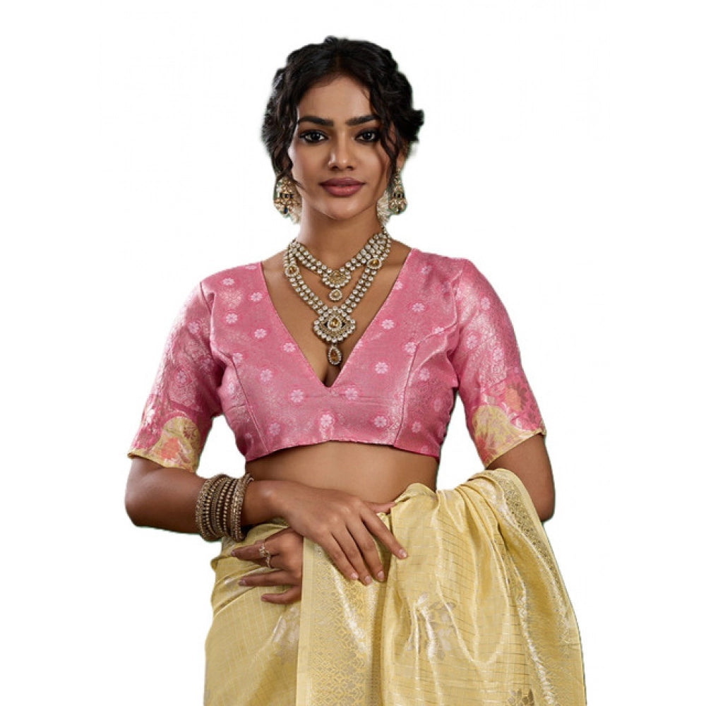 Women's Linen Cotton Printed Saree — Yellow · 2484