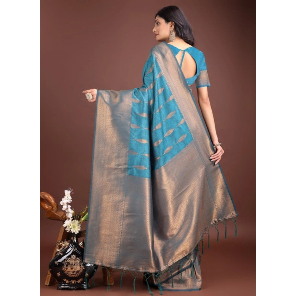 Women's Banarasi Silk Printed Saree — Blue
