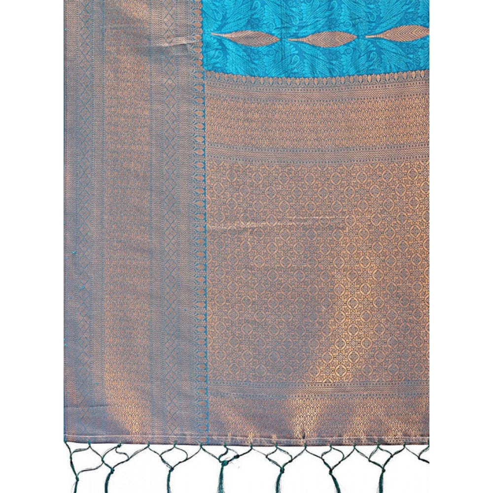 Women's Banarasi Silk Printed Saree — Blue