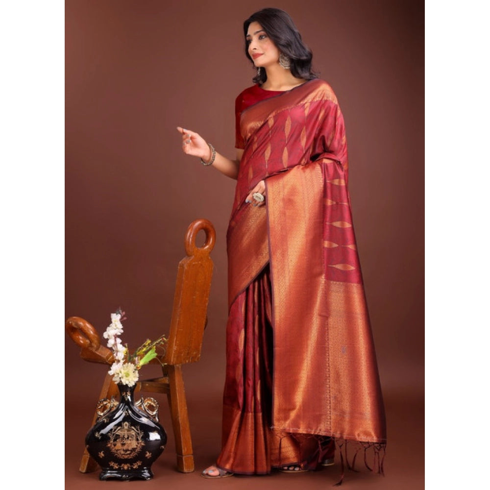 Women's Banarasi Silk Printed Saree — Maroon · 2499