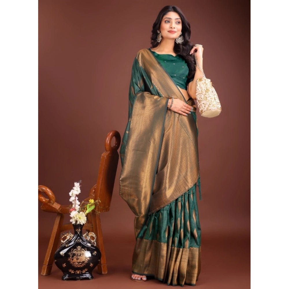 Women's Banarasi Silk Printed Saree — Green · 2500