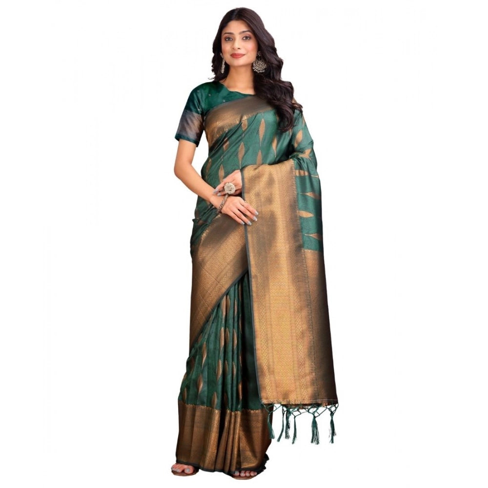 Women's Banarasi Silk Printed Saree — Green · 2500