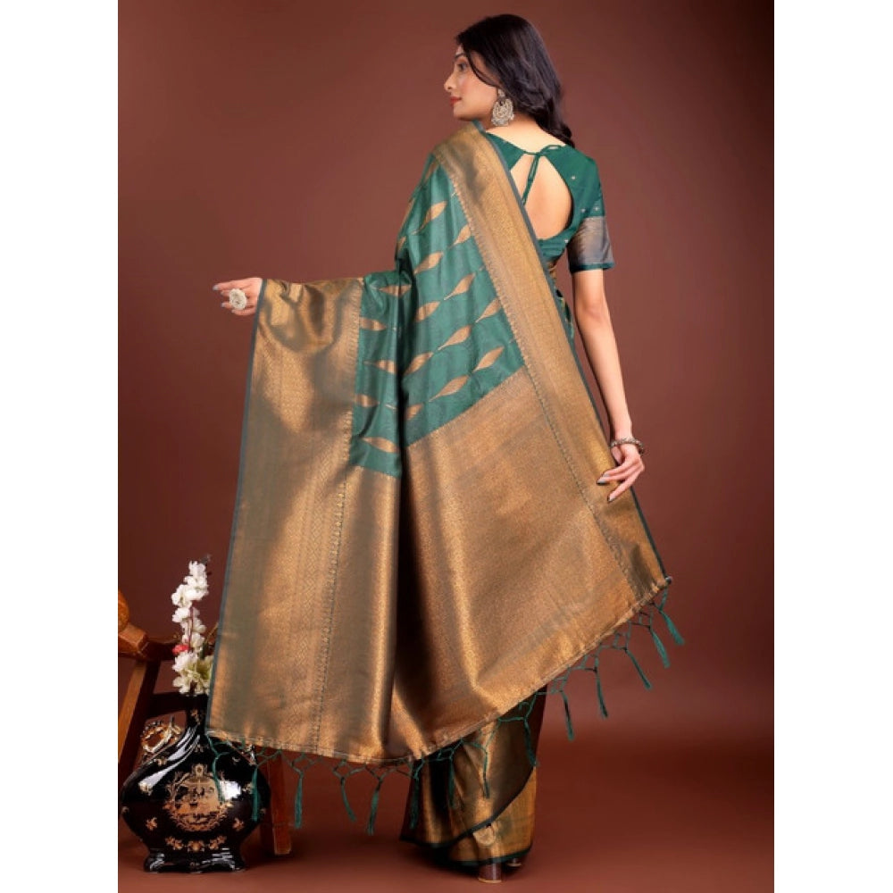 Women's Banarasi Silk Printed Saree — Green · 2500