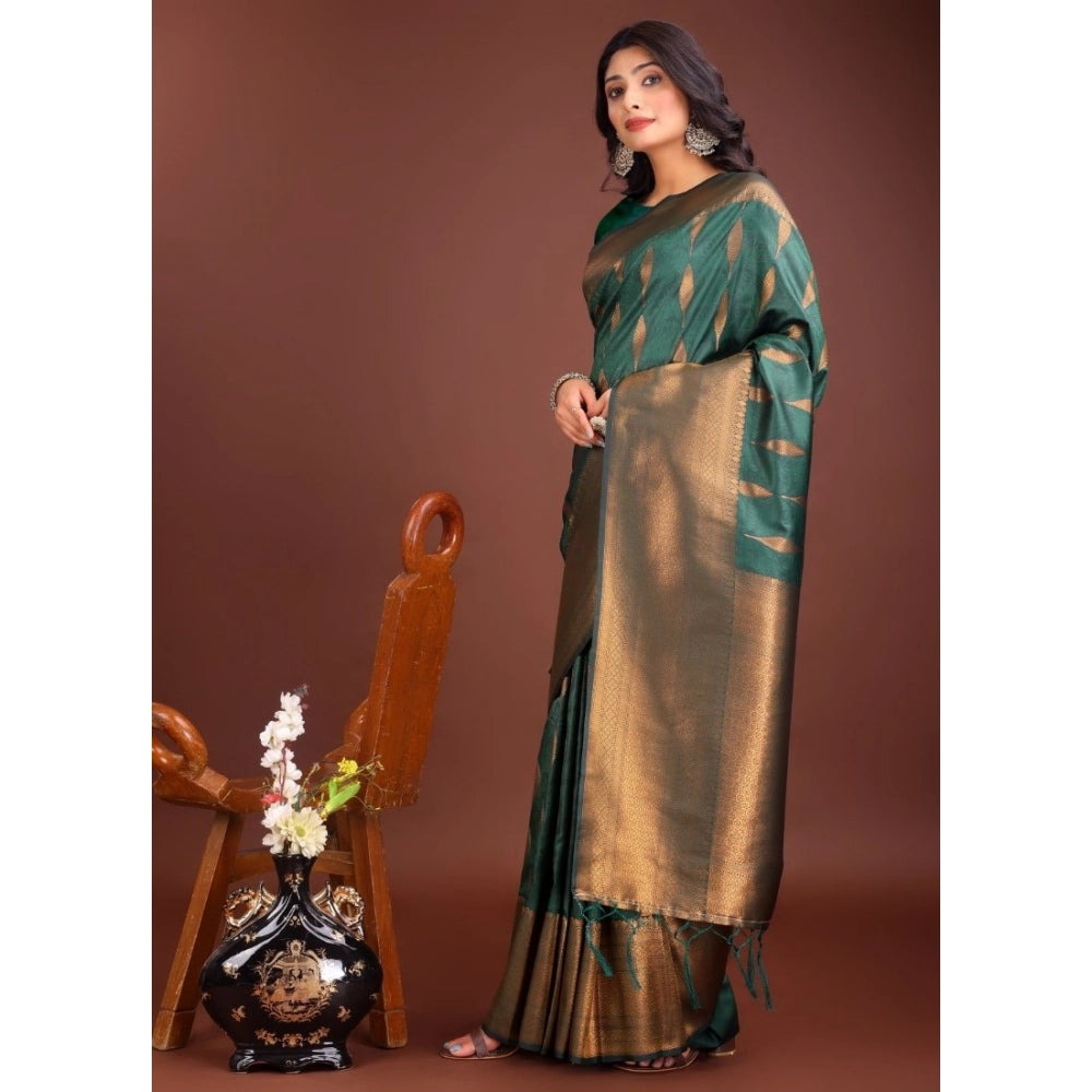 Women's Banarasi Silk Printed Saree — Green · 2500