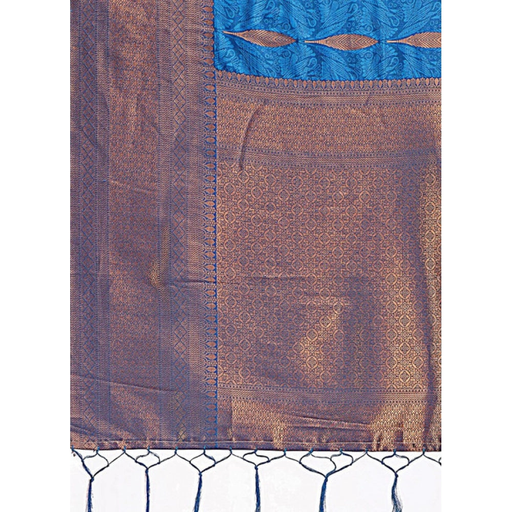 Women's Banarasi Silk Printed Saree — Royal Blue