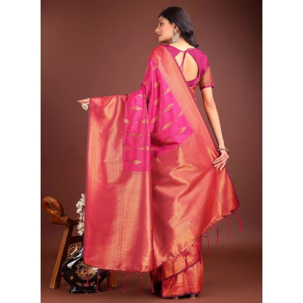 Women's Banarasi Silk Printed Saree — Magenta · 2502