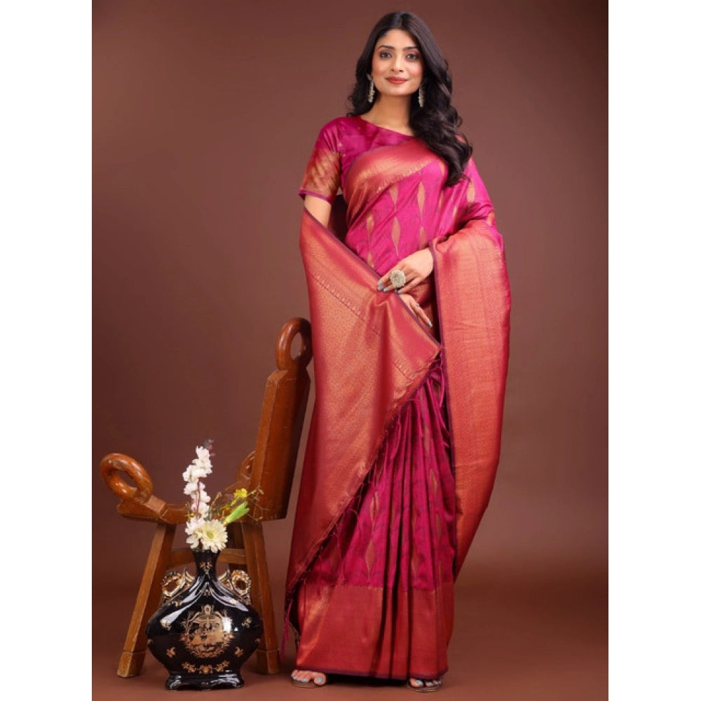 Women's Banarasi Silk Printed Saree — Magenta · 2502