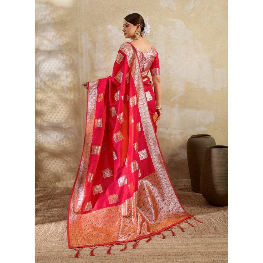 Women's Silk Blend Printed Saree — Red · 2522