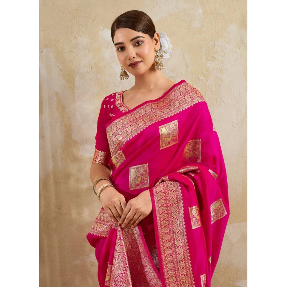 Women's Silk Blend Printed Saree — Magenta · 2524