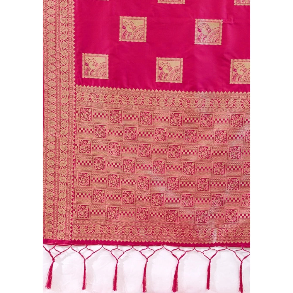 Women's Silk Blend Printed Saree — Magenta · 2524