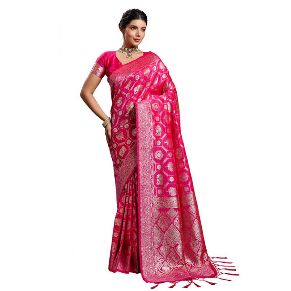 Women's Silk Blend Printed Saree — Pink · 2530