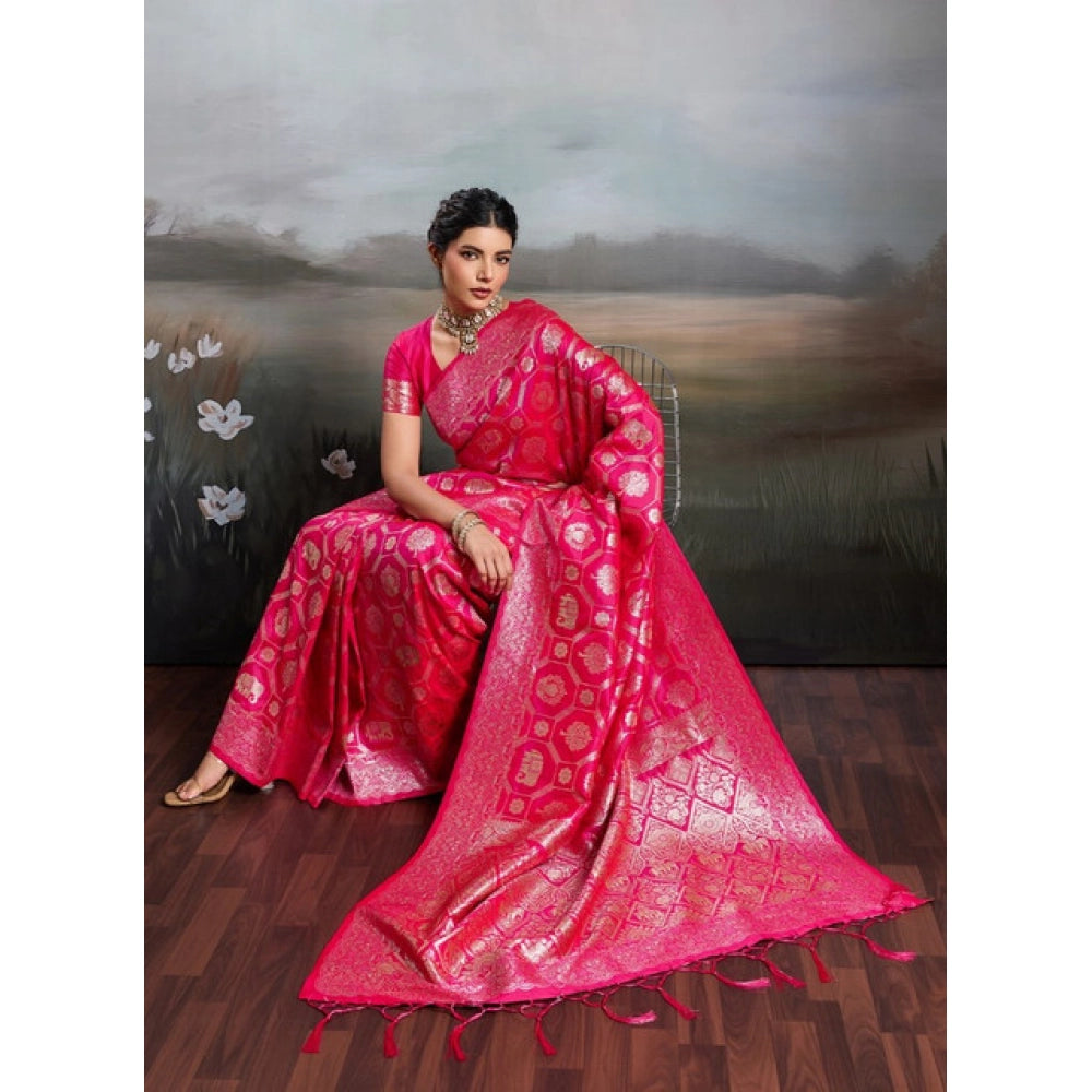 Women's Silk Blend Printed Saree — Pink · 2530