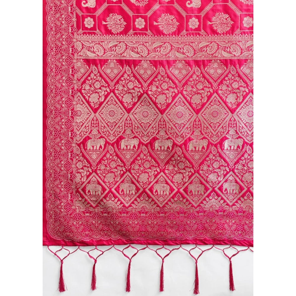 Women's Silk Blend Printed Saree — Pink · 2530