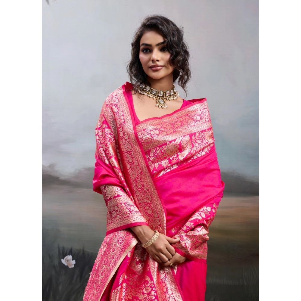 Women's Silk Blend Printed Saree — Pink · 2541