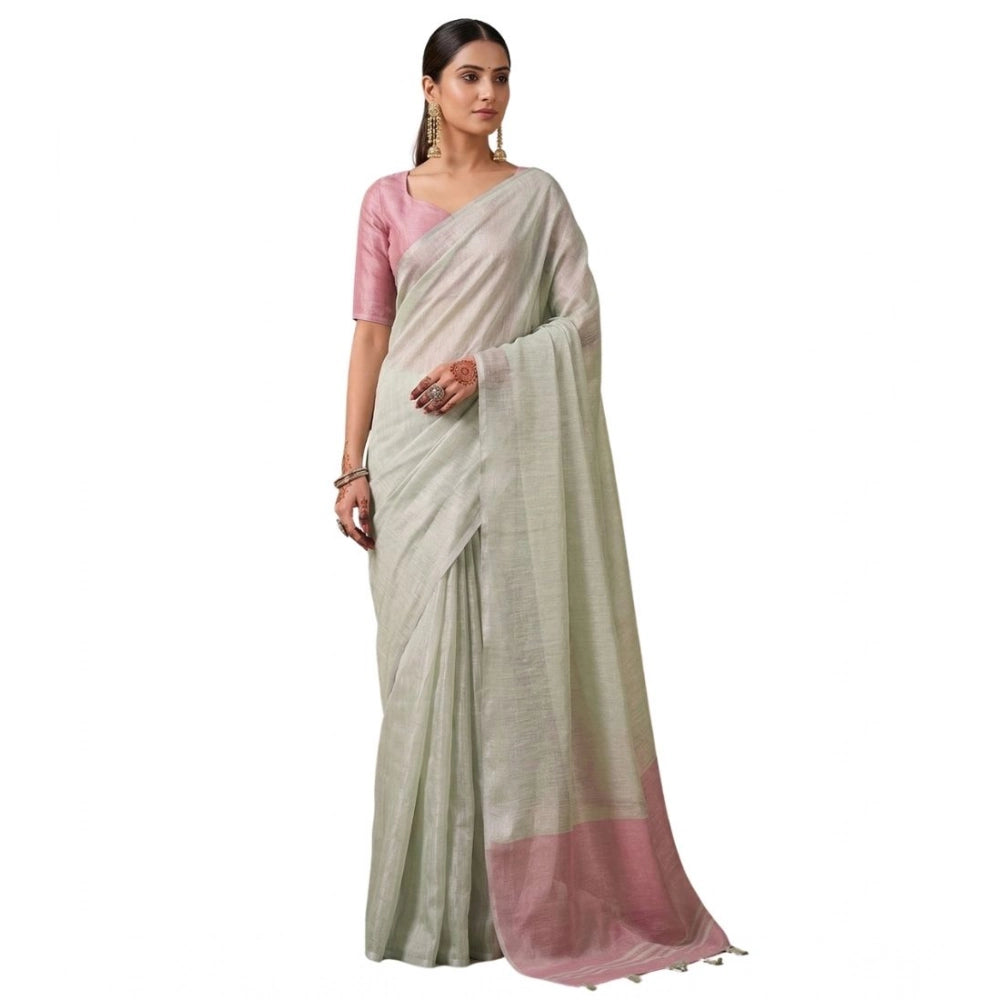 Women's Tissue Silk Solid Saree — Silver