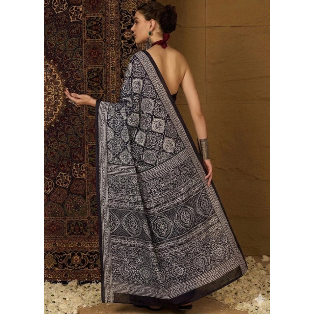 Women's Crepe Printed Saree — Black · 2573