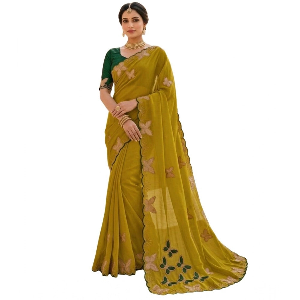Women's Star Georgette Embellished Saree — Mustard