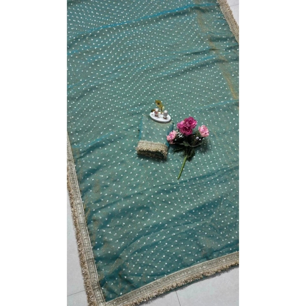 Women's Silk Embellished Saree — Green · 2593
