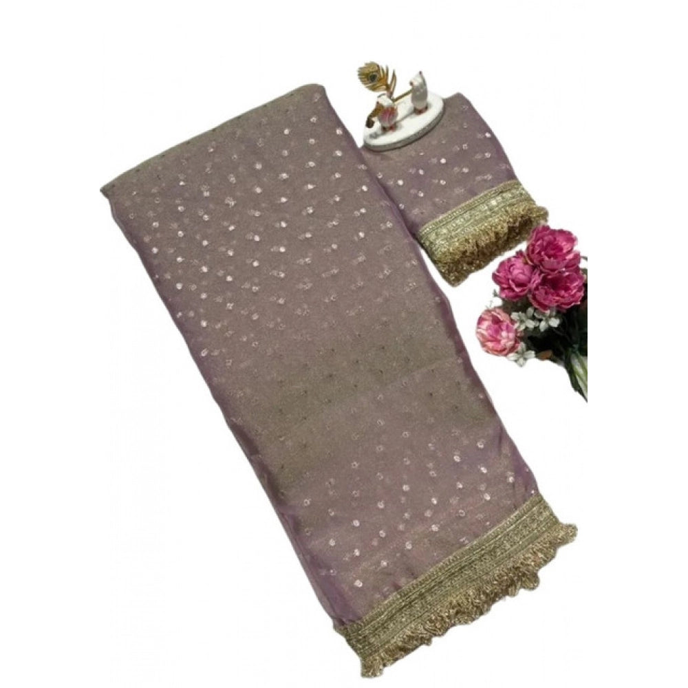 Women's Silk Embellished Saree — Lavender · 2594