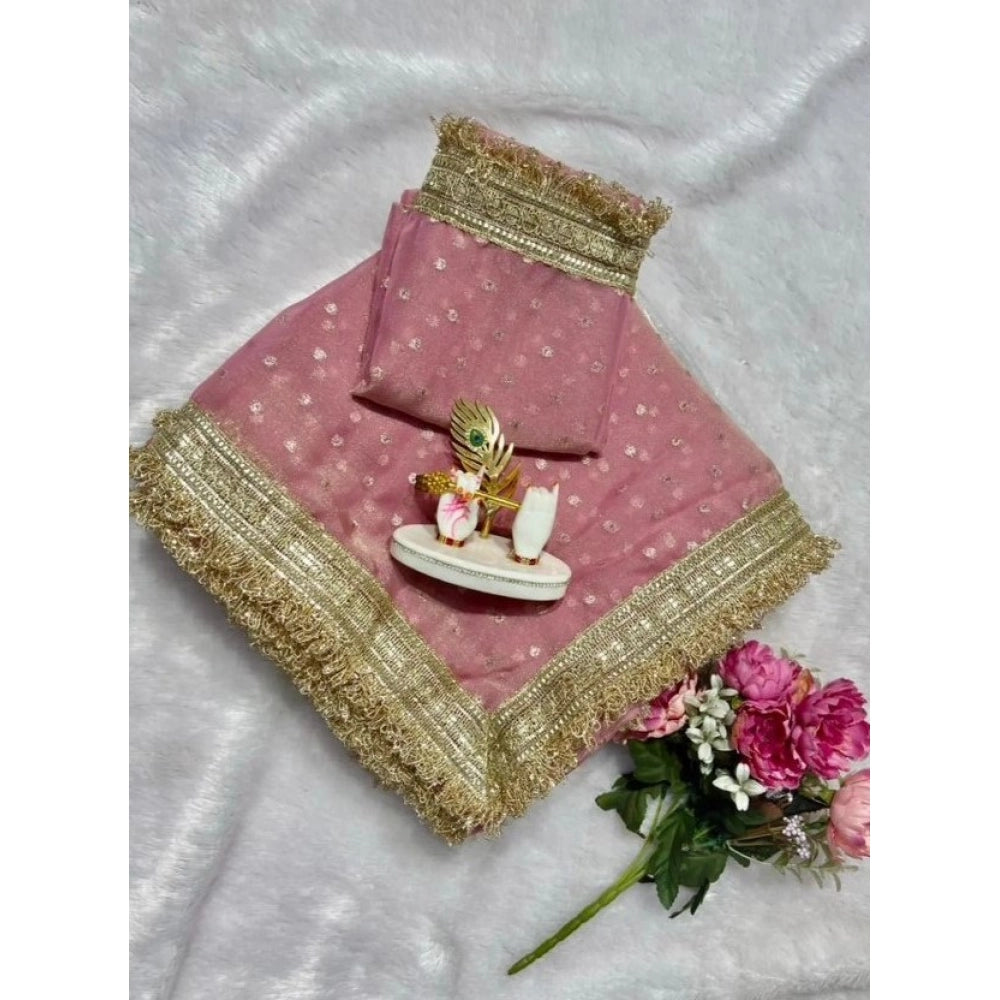 Women's Silk Embellished Saree — Pink