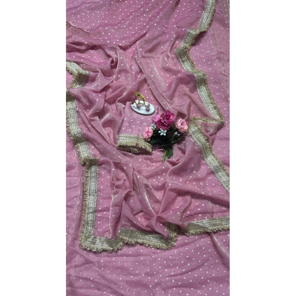 Women's Silk Embellished Saree — Pink
