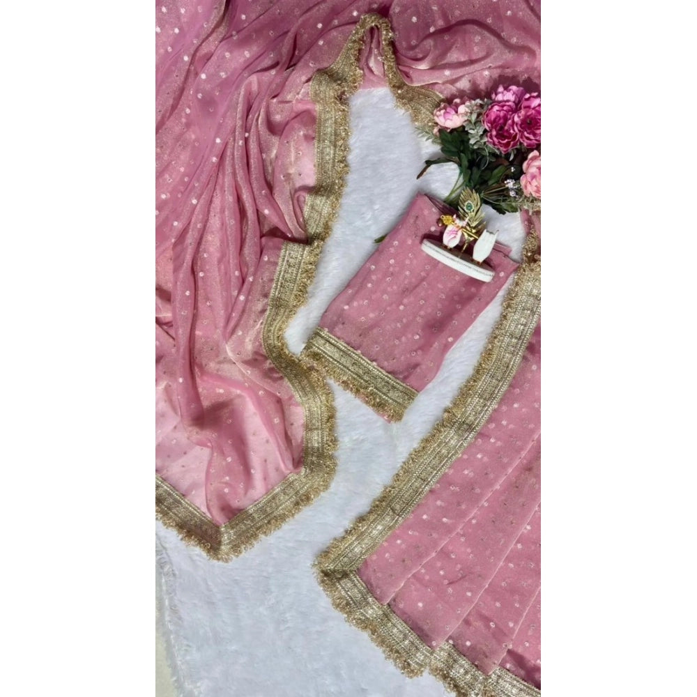 Women's Silk Embellished Saree — Pink